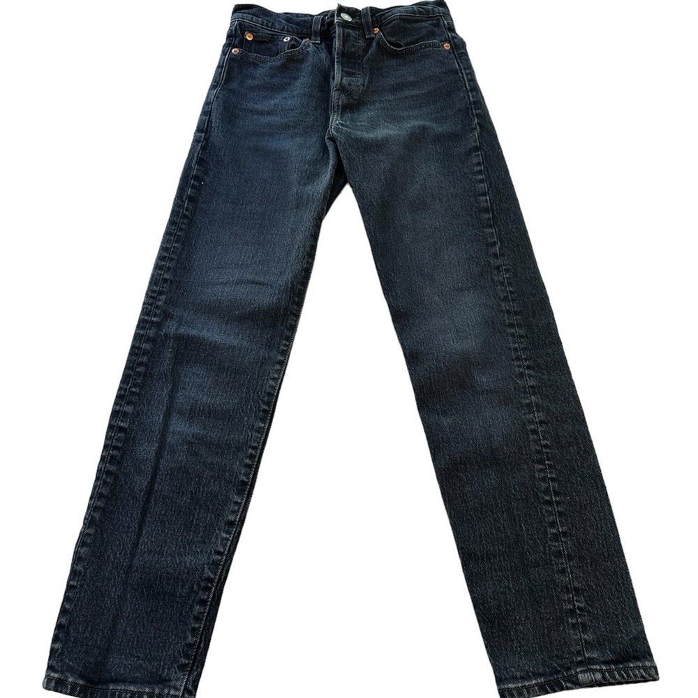 Levi’s Jeans Wedgie High Rise Button Fly Straight Leg Black Faded Women Size 24